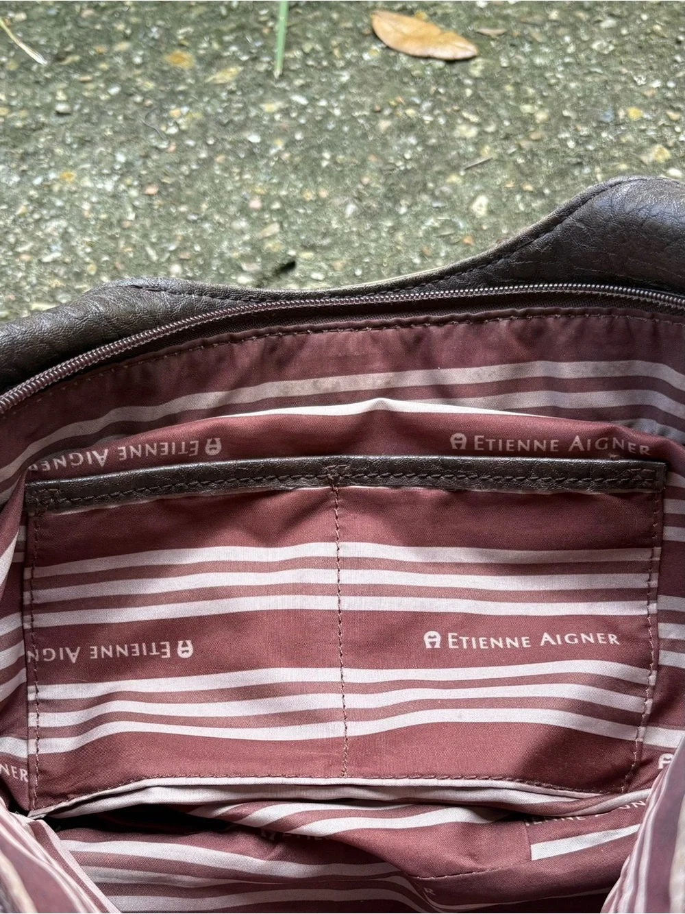 Vtg Etienne Aigner Hobo Brown Leather Colorblock Patchwork Bag Buckle Accent